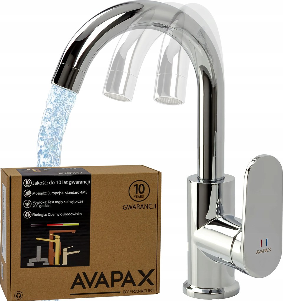 Konyhai csaptelep magas álló mosogató csaptelep forgatható Avapax