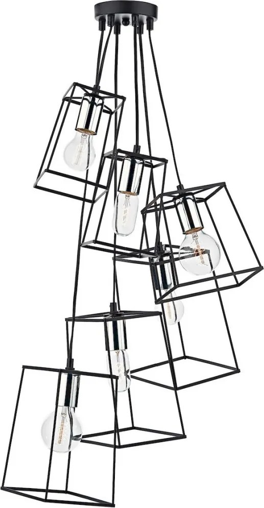 DAR LIGHTING TOW0650 TOWER Modern Led Függesztett Lámpa Fekete, Csiszolt Króm E27 IP20