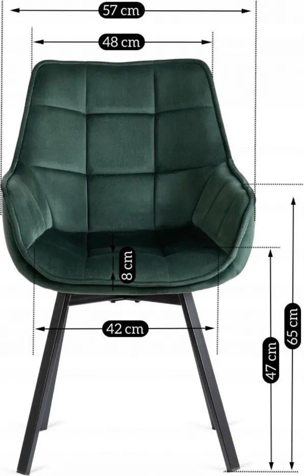 Forgószék zöld bársony kárpittal – LUNA