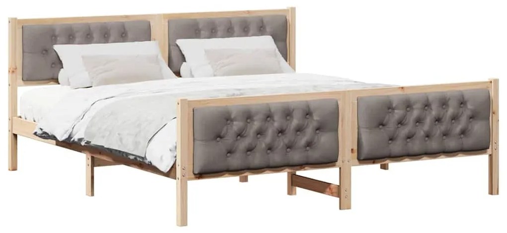 Ágykeret fejtámlával Tópszínű 160 x 200 cm Tömör fenyőfa