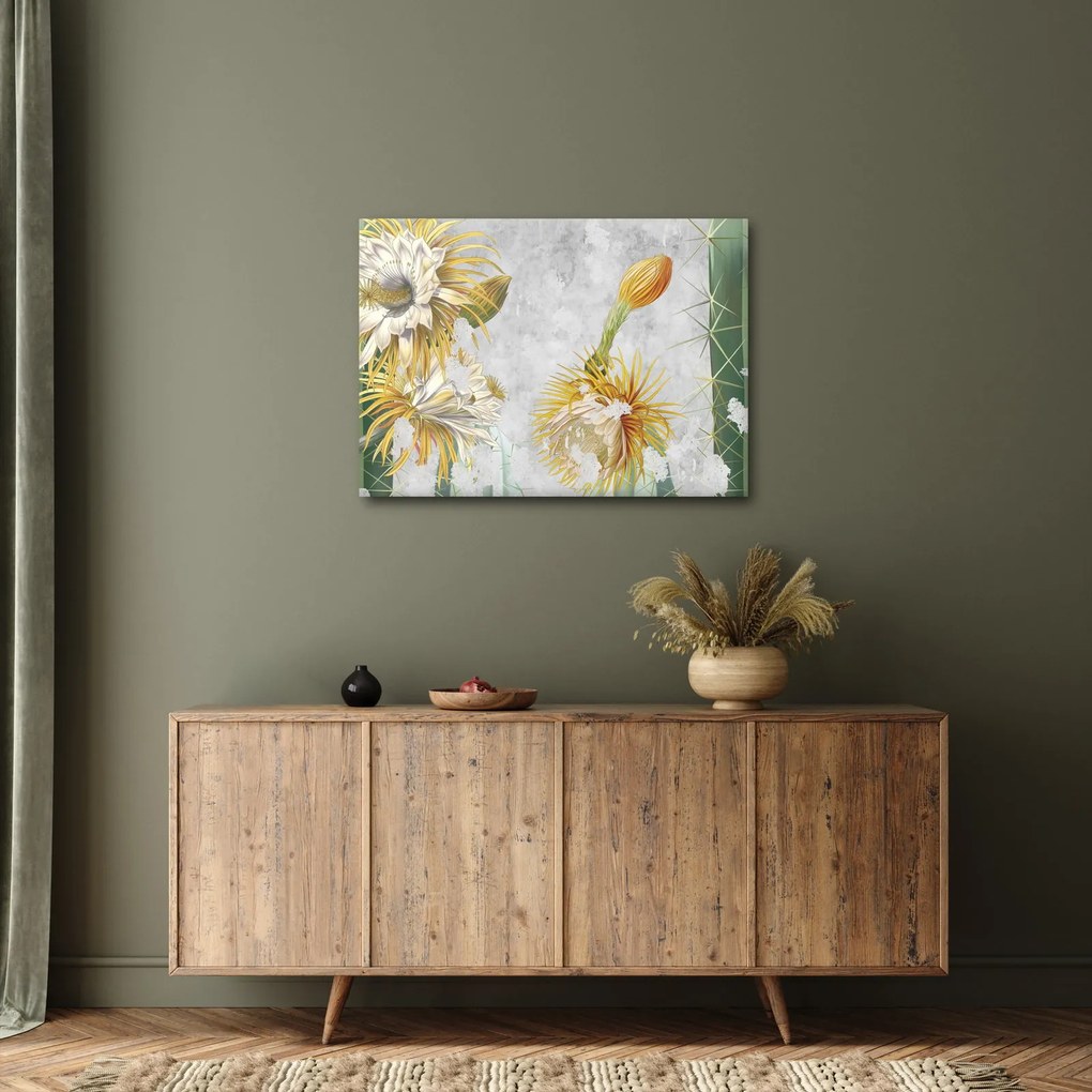 Kép - virágzó kaktuszok, vintage (70x50 cm)