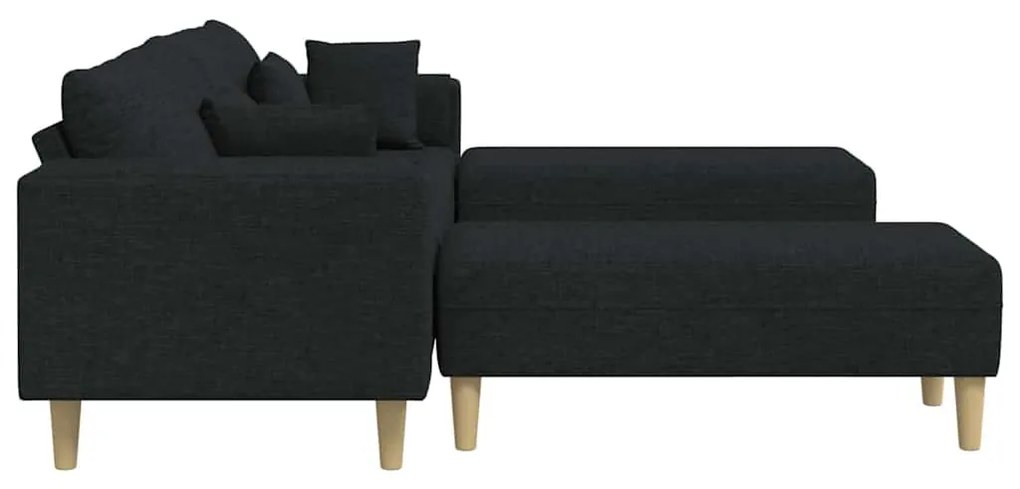 Szövet kanapé párnával 3 pcs Fekete 208 cm szövet