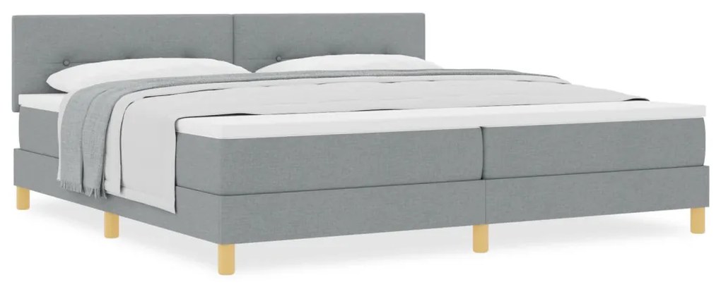 Box Spring Ágy Matraccal Világosszürke 200x200 cm Szövet