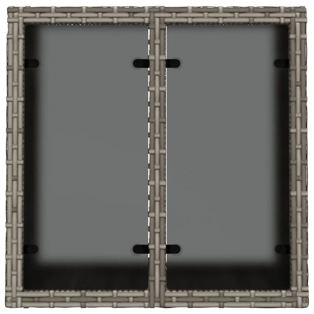 szürke polyrattan üveglapos kerti asztal 55 x 55 x 37 cm