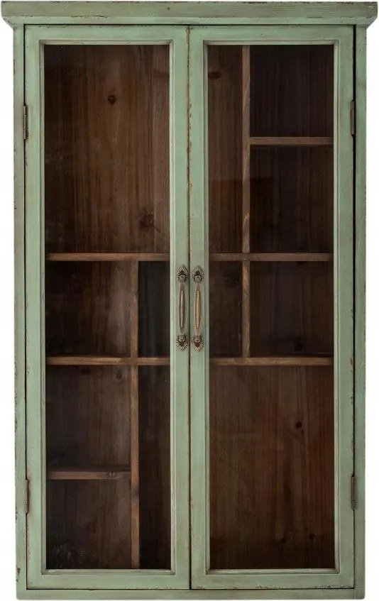 Bloomingville Hazem vitrin Szekrény öregítő hatással 80 cm Zöld