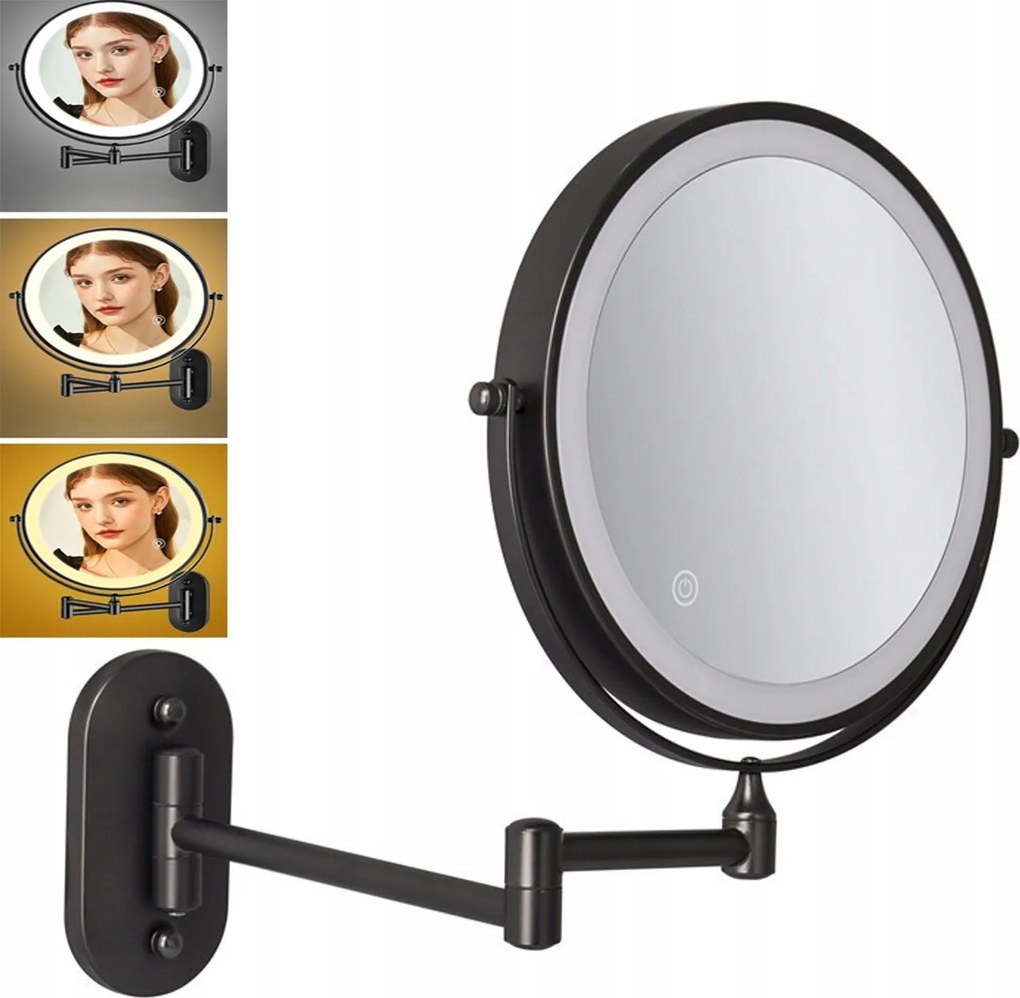 Smink Tükör Borotválkozáshoz Led Háttérvilágítással, Nagyítóval 10X