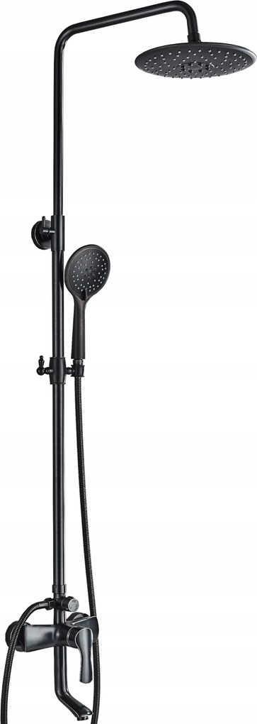 Zuhanyszett Esőztető Kifolyócsővel, Fekete