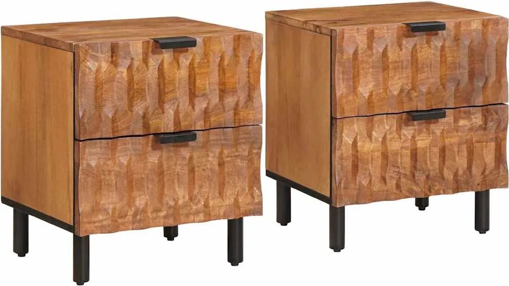 vidaXL Éjjeliszekrény 2 pcs Barna 40 x 33 x 46 cm Tömör Mangófát