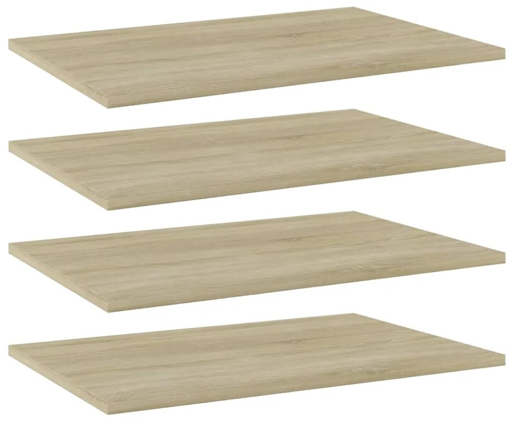 4 db sonoma tölgy színű szerelt fa könyvespolc 60 x 40 x 1,5 cm