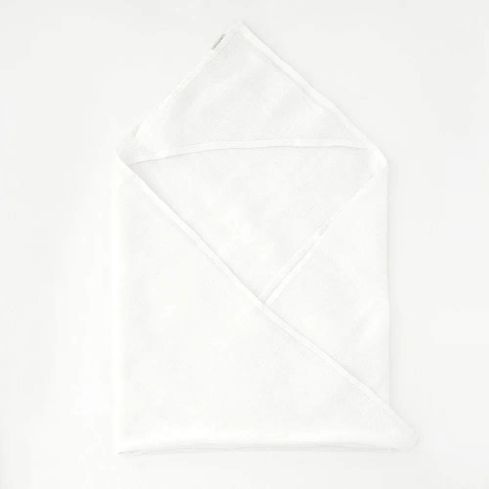 Waffle fehér kapucnis gyerek törölköző, 70 x 70 cm - Linen Tales