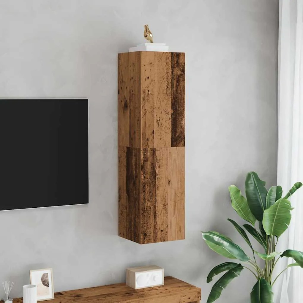antik fa színű szerelt fa TV-szekrény 30,5 x 30 x 110 cm