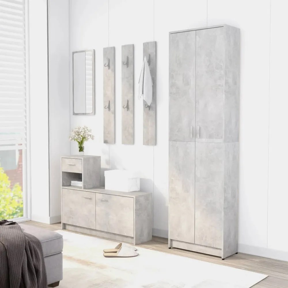 betonszürke szerelt fa előszobaszekrény 55 x 25 x 189 cm