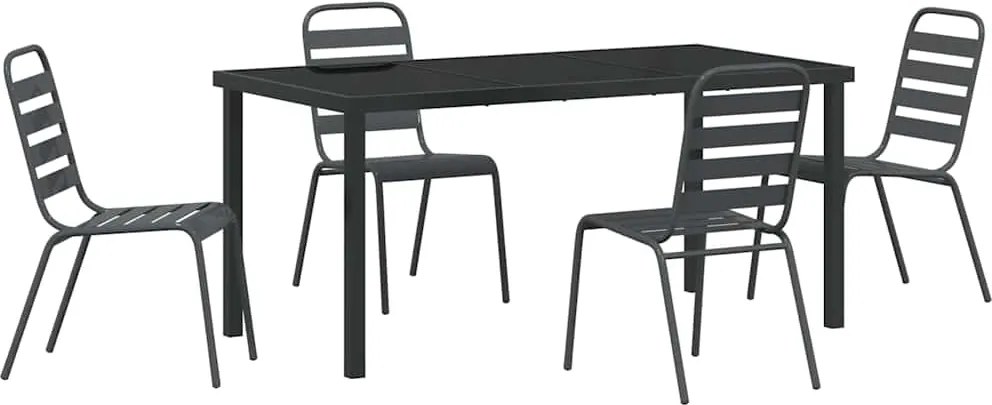 vidaXL Kert étkező szett 5 pcs Antracit Porszórt acél