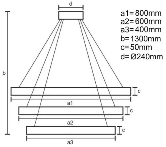 LED állítható fényerejű csillár kábellel LED/250W/230V 3000-6500K + DO