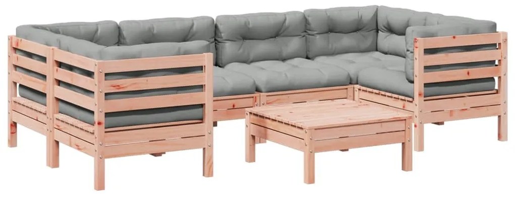 7 részes tömör duglászfenyő kerti társalgószett párnával