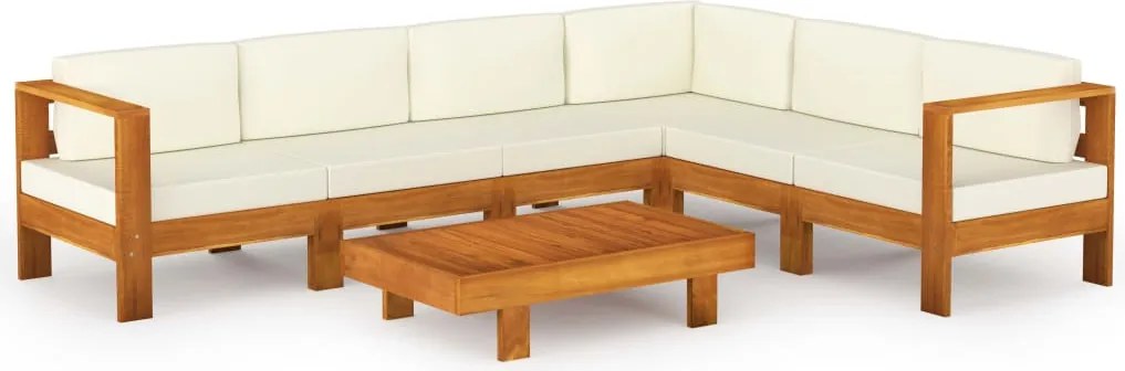 vidaXL 7 részes akácfa kerti pihenőgarnitúra párnákkal 100 x 60 cm