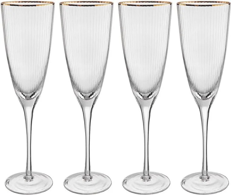 GOLDEN TWENTIES pezsgős pohár arany szegéllyel 250 ml, 4 db-os készlet
