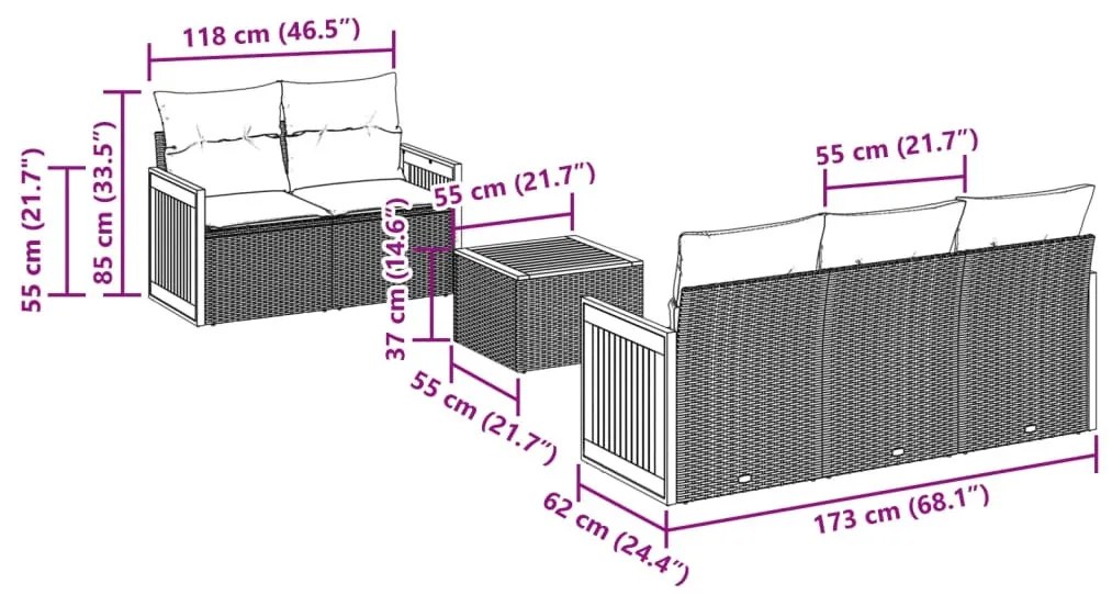 6 részes szürke polyrattan kerti ülőgarnitúra párnákkal