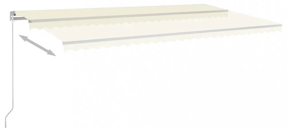 krémszínű kézzel kihúzható LED-es napellenző 600 x 300 cm