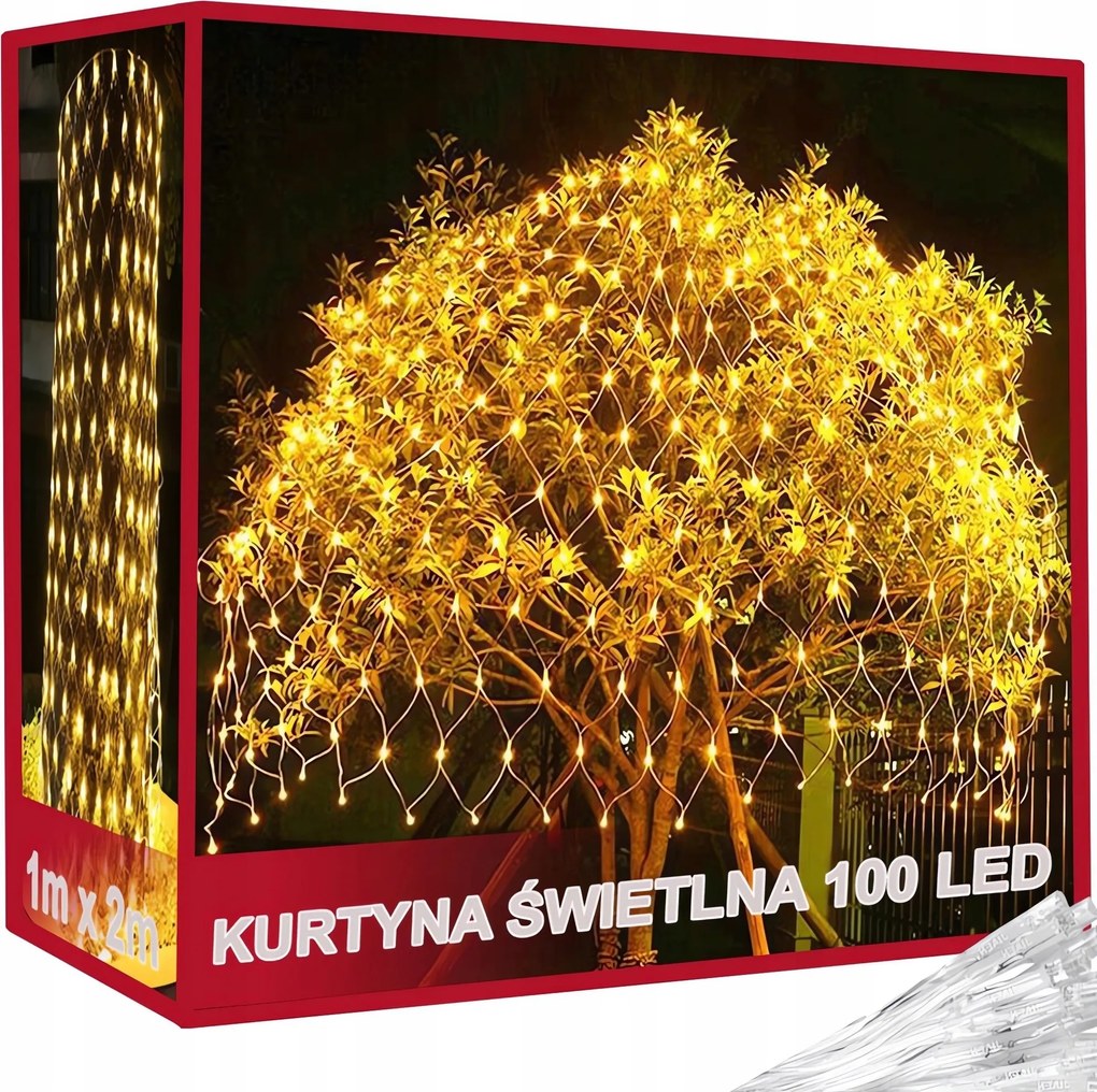 Verk 26204 Karácsonyi fényháló 100 Led, IP44, 1x2 m, meleg fehér