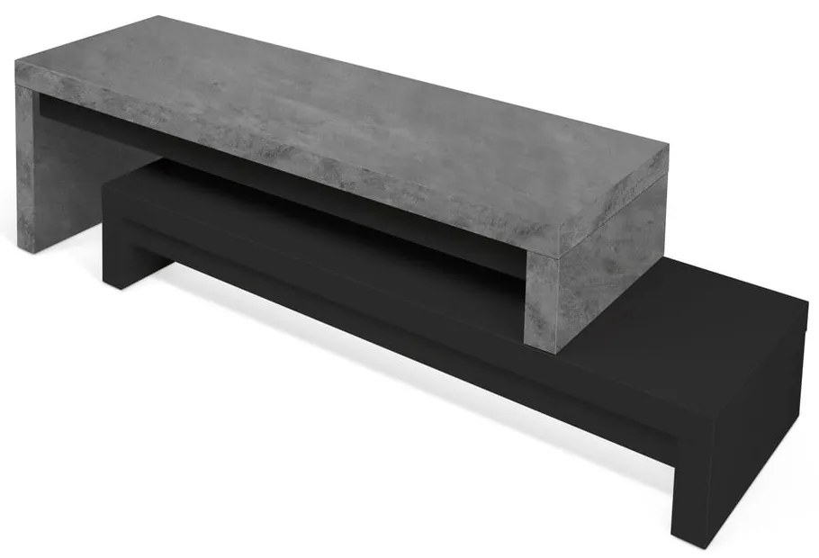 Cliff fekete dupla TV állvány beton dekorral, 125 x 20 cm - TemaHome