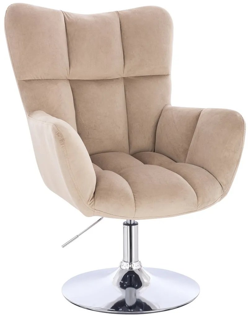HR650N Latte modern velúr szék krómozott lábbal