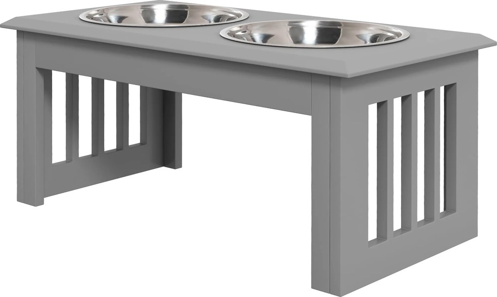 PawHut Magasított Kutya Etető Tál Állomás 2 Tálcával - 2 x 2000ml Rozsdamentes Acél Tálak, Kutya- és Macskatál | Aosom