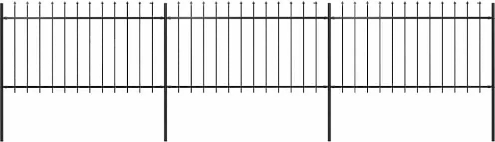 vidaXL fekete acélkerítés lándzsás tetejű 537 x 100 cm