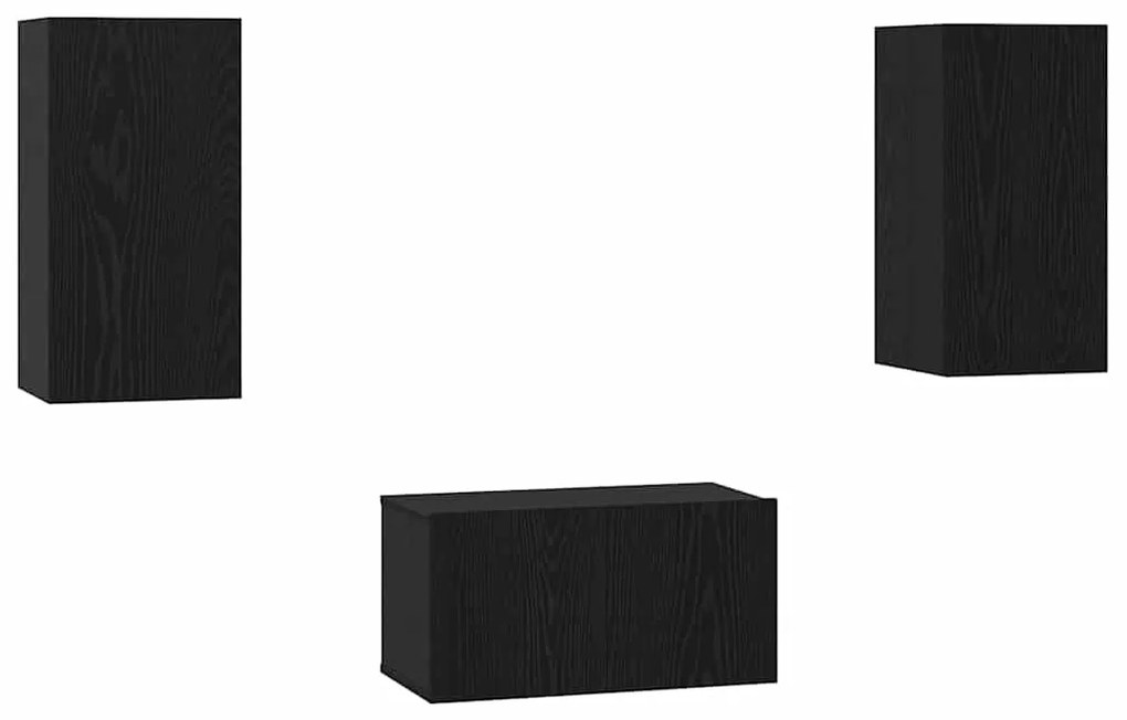 TV szekrény garnitúra 3 pcs Musta tammi 60 x 30 x 30 cm Faanyag