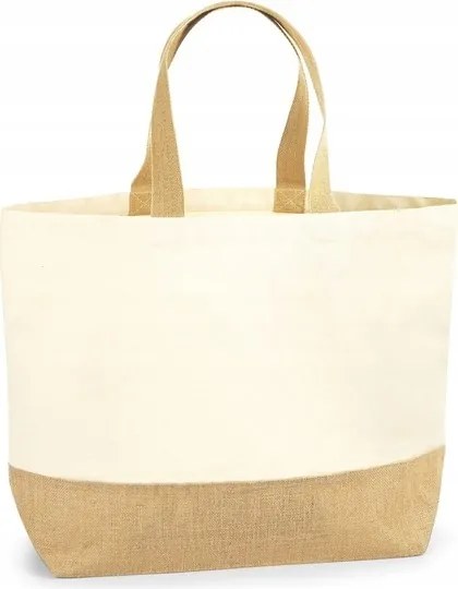juta pamut bevásárlótáska széles aljjal nagy XL 38x44x18cm