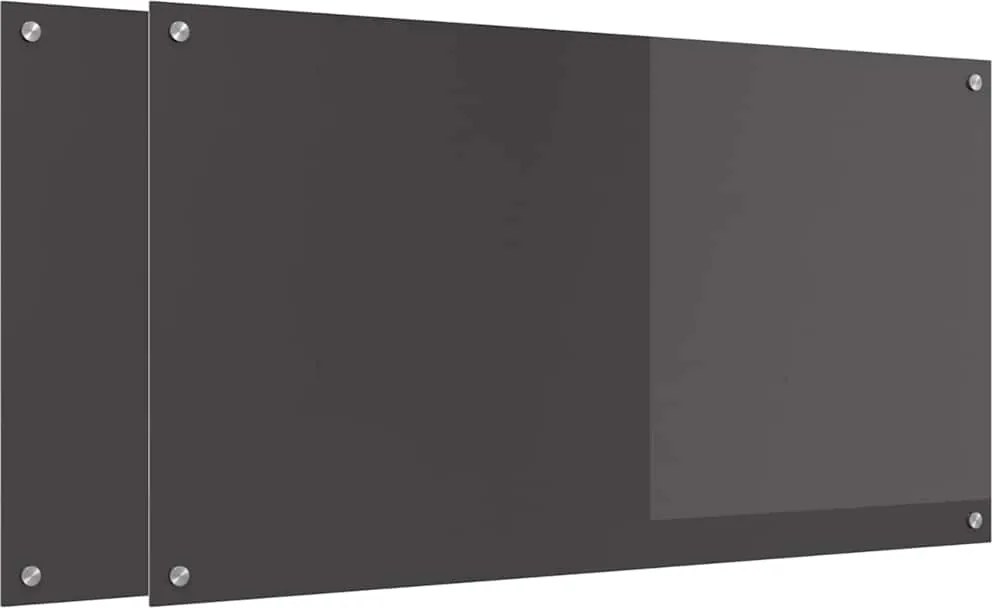 vidaXL Konyhai splashback 2 pcs Sötétszürke 110 x 60 cm edzett üveg