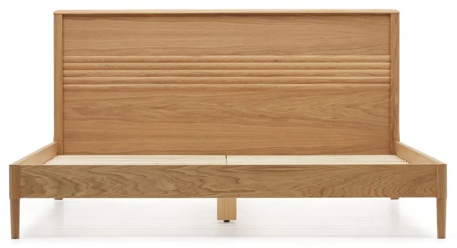 Natúr színű tölgyfa franciaágy ágyráccsal 180x200 cm Lenon – Kave Home