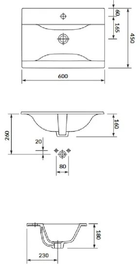 Cersanit S801-457 - Falra szerelhető fürdőszobaszekrény mosdóval NIKO 60x45 cm diószínű