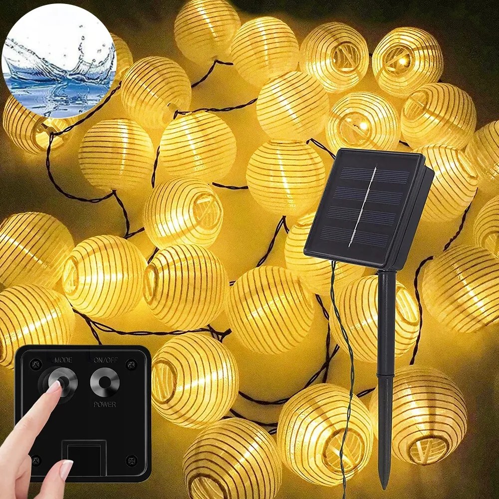 Napelemes kerti girland napelemes lámpák 50x Led izzó erkélyre IP65