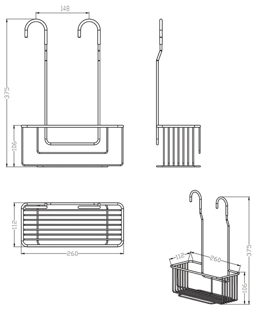 AQUALINE 37006 Chrom line fali csaptelepre akasztható polc, ezüst