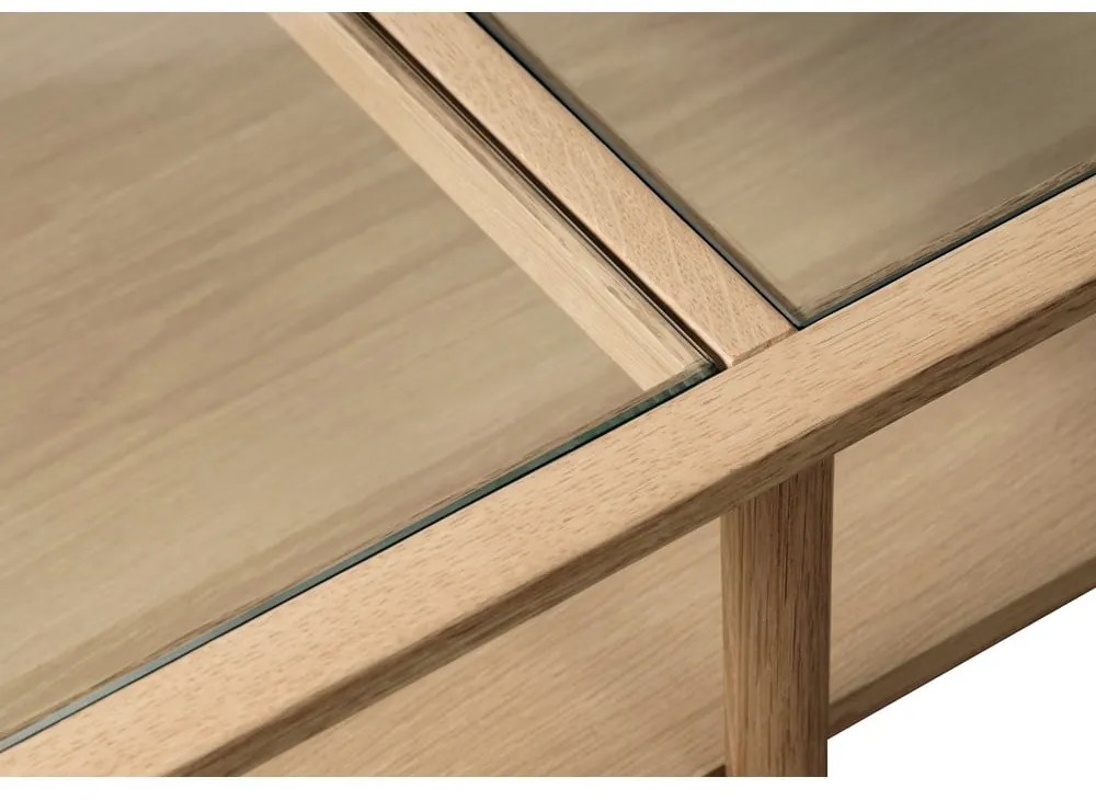 Natúr színű üveg dohányzóasztal 60x120 cm Elba – Unique Furniture
