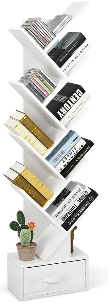 10 szintes könyvespolc fehér