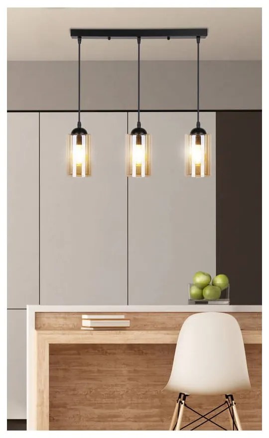 Fekete függőlámpa üveg búrával 10x55 cm Bistro – Candellux Lighting