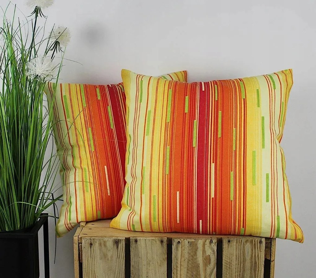 Párnahuzat 100% pamut 50x70 Linea csíkos lengyel színes vidám