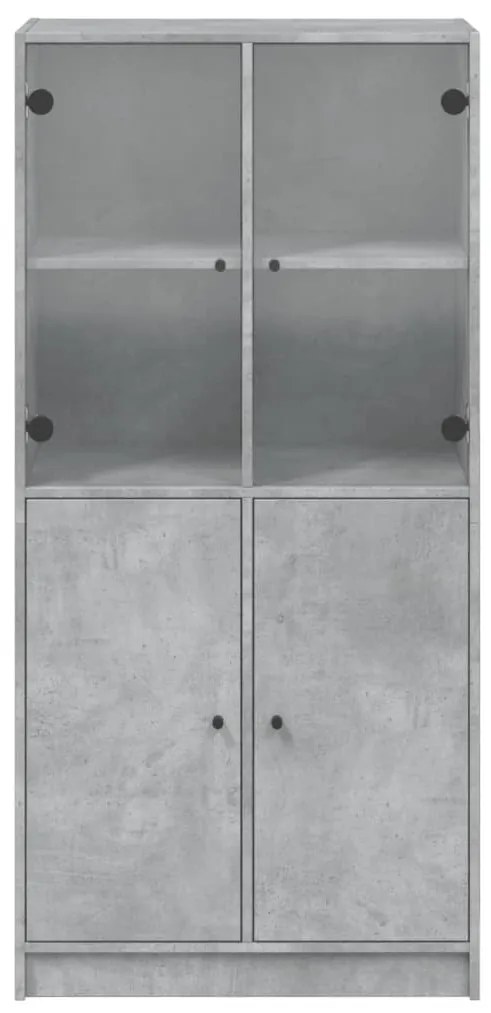 betonszürke szerelt fa magasszekrény ajtókkal 68x37x142 cm