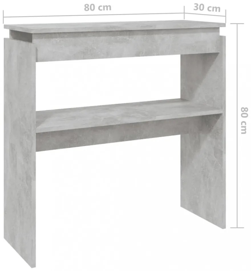 betonszürke szerelt fa tálalóasztal 80 x 30 x 80 cm