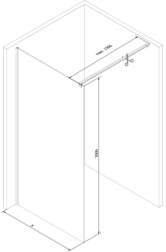 Mexen Kioto Walk-In Zuhanyfal 80 x 200 cm, szatén 8 mm, króm - 800-080-101-01-3 Walk-In Zuhanyfal