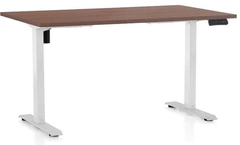 Állítható magasságú asztal OfficeTech B, 120 x 80 cm, fehér alap, dió