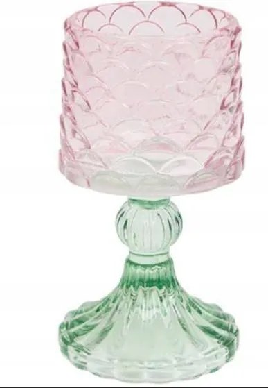 Üveg gyertyatartó, faragott kehely