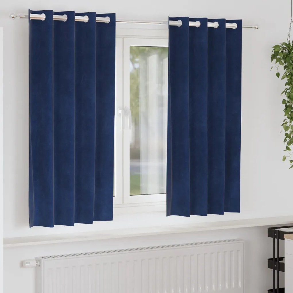 Függönyök függönyökkel 2 pcs Sötétkék 140 x 175 cm Bársony