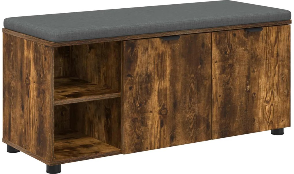 vidaXL Előtér pad Füstölt Tölgy 100 x 38 x 46 cm Műanyag Fa és Szövet
