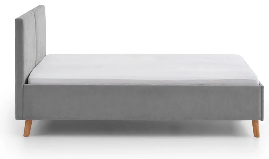 Szürke kárpitozott franciaágy ágyráccsal 140x200 cm Piano – Meise Möbel
