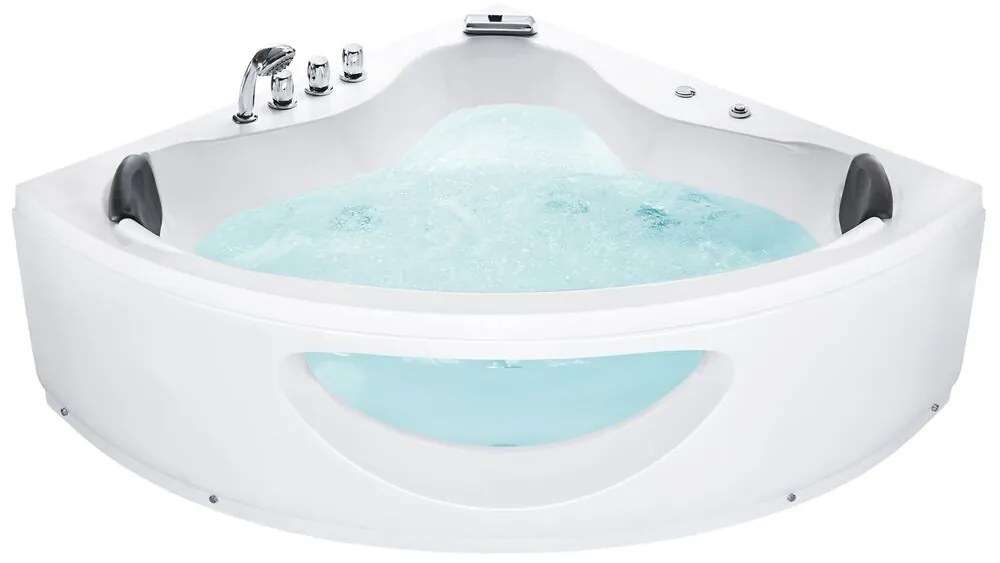 Fehér whirlpool masszázskád LED világítással 205 x 146 cm TOCOA Beliani
