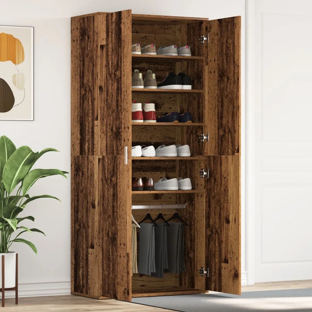 Cipőszekrény régi fa 80x39x180 cm Szerelt fa