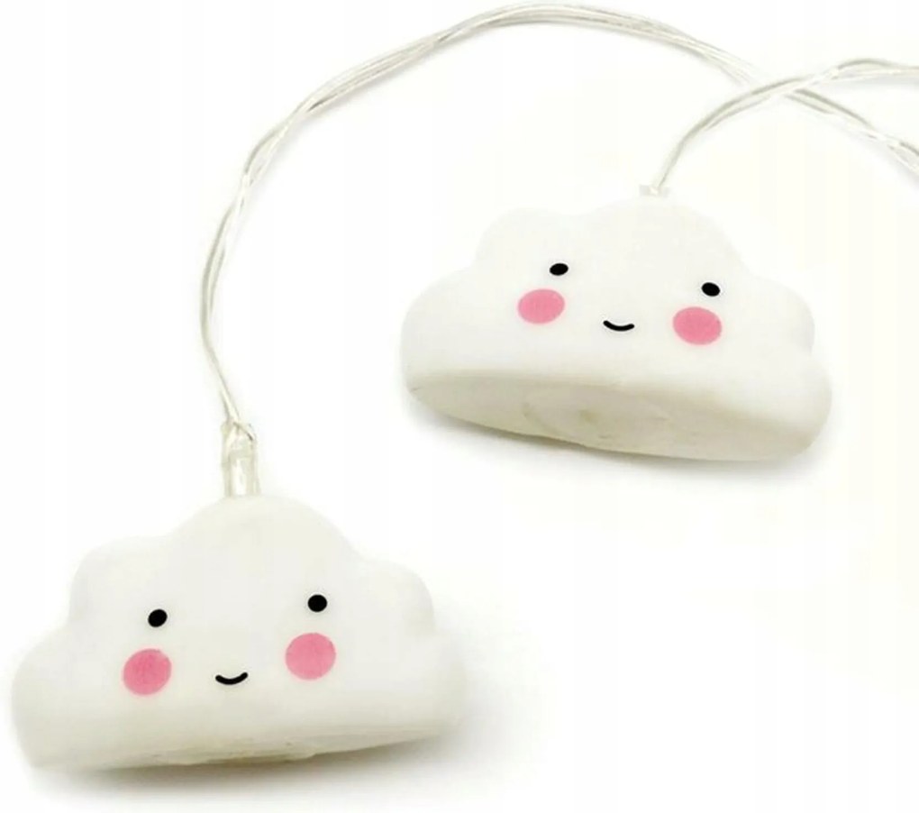 Aca Lighting Led karácsonyi girland Felhők, meleg fehér, 3xAA, 160 cm, IP20